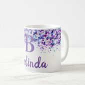 Paars Lavender gepersonaliseerde Naam Monogram Koffiemok (Voorkant rechts)