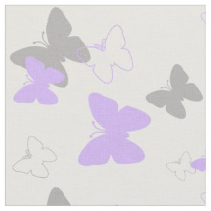Paars lavender Gray Butterfly Patroon Stof