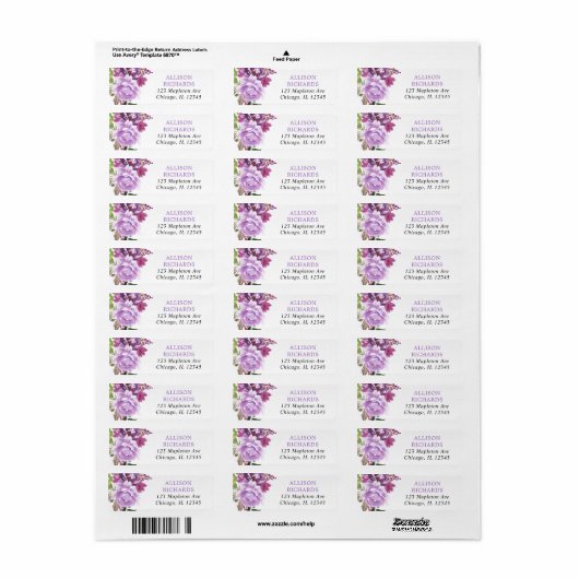 Paars lavender greenery floral label (Full Sheet)