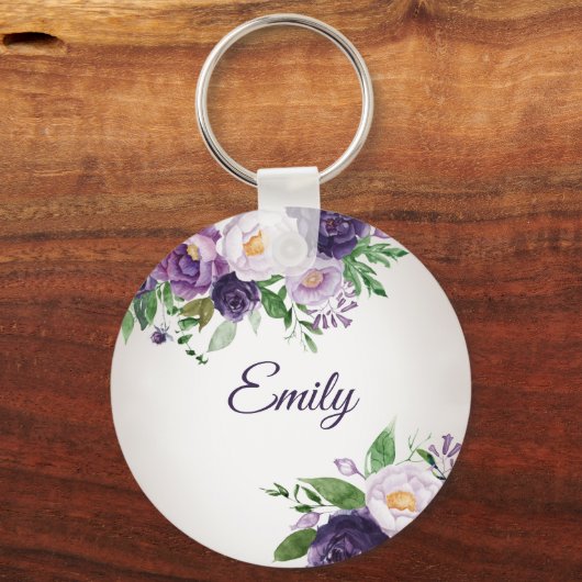 Paars Lavender Greenery Gray Sleutelhanger (Voorkant)