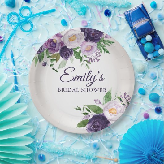 Paars Lavender Greenery Gray Vrijgezellenfeest Papieren Bordje (Feest)