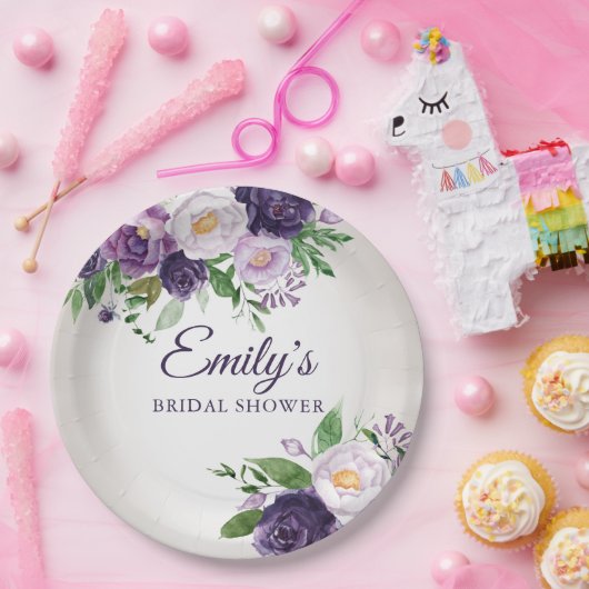 Paars Lavender Greenery Gray Vrijgezellenfeest Papieren Bordje (Feest)