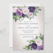 Paars lavender Greenery Grey Rehearsal Dinner Kaart (Voorkant)