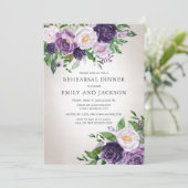 Paars lavender Greenery Grey Rehearsal Dinner Kaart (Staand voorkant)