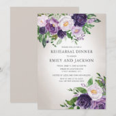 Paars lavender Greenery Grey Rehearsal Dinner Kaart (Voorkant / Achterkant)