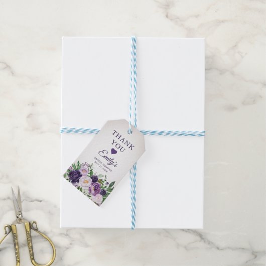 Paars Lavender Greenery Vrijgezellenfeest Dank u w Cadeaulabel (Met Touw)