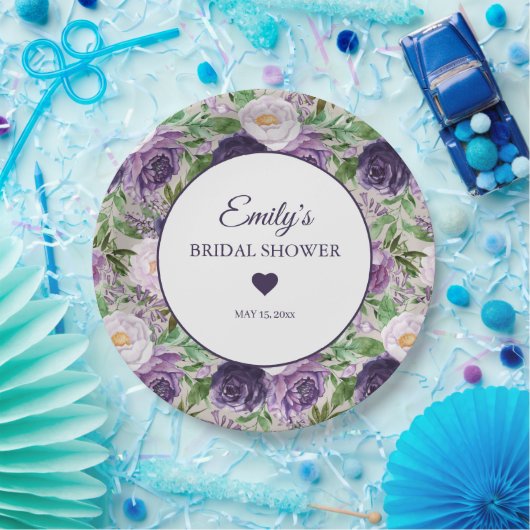 Paars Lavender Greenery Vrijgezellenfeest Naam Dat Papieren Bordje (Feest)