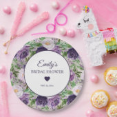 Paars Lavender Greenery Vrijgezellenfeest Naam Dat Papieren Bordje (Feest)