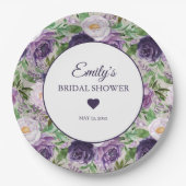 Paars Lavender Greenery Vrijgezellenfeest Naam Dat Papieren Bordje (Voorkant)