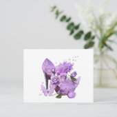 Paars Lavender Hi Hiel Roos Floral Briefkaart (Staand voorkant)