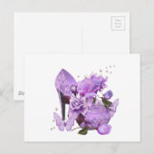 Paars Lavender Hi Hiel Roos Floral Briefkaart (Voorkant / Achterkant)