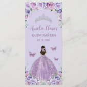 Paars Lavender Lila Roos Floral Quinceañera Menu (Achterkant)