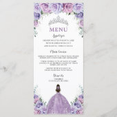 Paars Lavender Lila Roos Floral Quinceañera Menu (Voorkant)