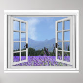 Paars lavender Meadow Garden Uitzicht Fake Window Poster (Voorkant)