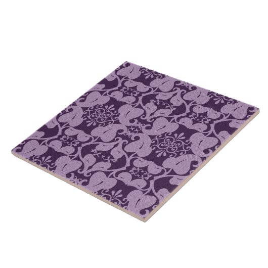 Paars lavender  modern elegant lederen patroon tegeltje (Zijkant)