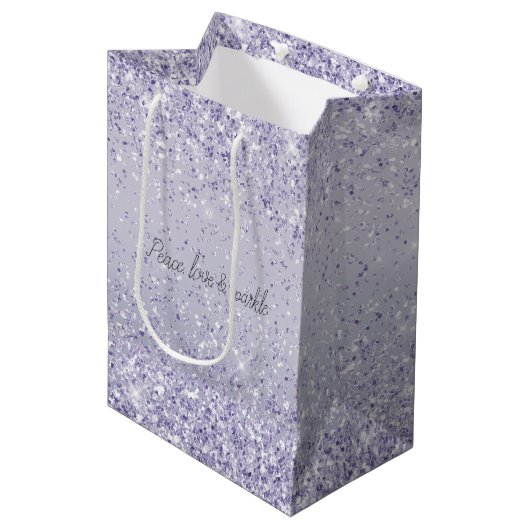 Paars Lavender Ombre Glitter Sparkle Medium Cadeauzakje (Voorkant Gekanteld)