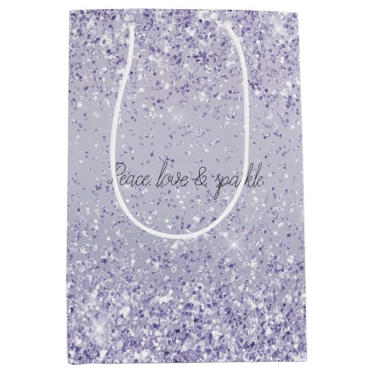 Paars Lavender Ombre Glitter Sparkle Medium Cadeauzakje (Voorkant)