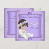 Paars Lavender Pearl Baby shower Girl Kaart (Voorkant / Achterkant)