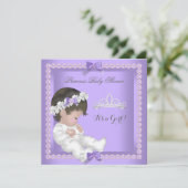 Paars Lavender Pearl Baby shower Girl Kaart (Staand voorkant)
