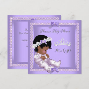 Paars Lavender Pearl Baby shower Meisje Etnische Kaart