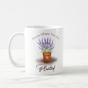  paars lavender plant pot-bloem aangeplant koffiemok