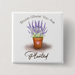 paars lavender plant pot-bloem aangeplant vierkante button 5,1 cm