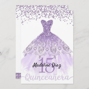 Paars Lavender Quinceanera Birthday Uitnodiging