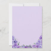 Paars Lavender Roos Silver Tiara Quinceanera Kaart (Achterkant)