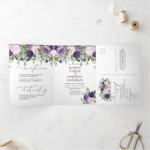 Paars, lavender, roze Floral Boho Wedding | Drieluik Uitnodiging (Binnen)