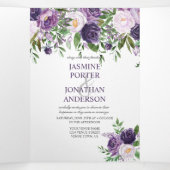 Paars, lavender, roze Floral Boho Wedding | Drieluik Uitnodiging (Binnenkant midden)