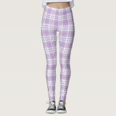 Paars lavender Spring Tartan Patroon Leggings (Voorkant)
