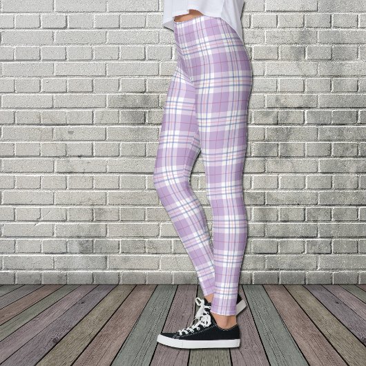 Paars lavender Spring Tartan Patroon Leggings