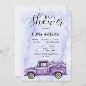 Paars Lavender  Truck Baby shower Kaart (Voorkant)