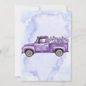 Paars Lavender  Truck Baby shower Kaart (Achterkant)