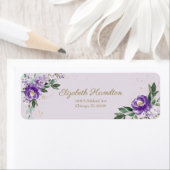 Paars Lavender Waterverf Floral Bouquet Elegant Etiket (Insitu)