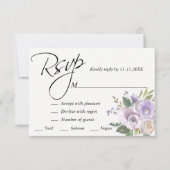 Paars lavender Waterverf Floral RSVP Weddenschap (Voorkant)