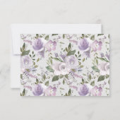 Paars lavender Waterverf Floral RSVP Weddenschap (Achterkant)