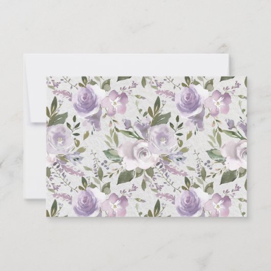 Paars lavender Waterverf Floral RSVP Weddenschap (Achterkant)