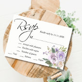 Paars lavender Waterverf Floral RSVP Weddenschap