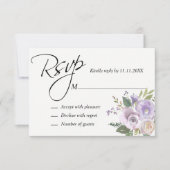 Paars lavender Waterverf Floral RSVP Weddenschap (Voorkant)