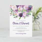 Paars Lavender Waterverf Floral Wedding Kaart (Staand voorkant)