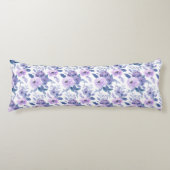 Paars Lavender Waterverf Floral White Lichaamskussen (Voorkant)