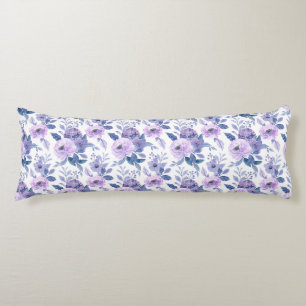 Paars Lavender Waterverf Floral White Lichaamskussen