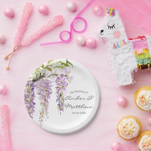 Paars Lavender Wisteria Wedding Papieren Bordje (Feest)