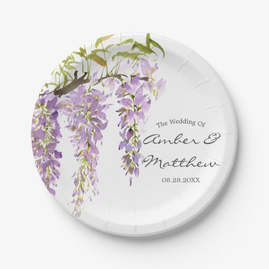 Paars Lavender Wisteria Wedding Papieren Bordje (Voorkant)