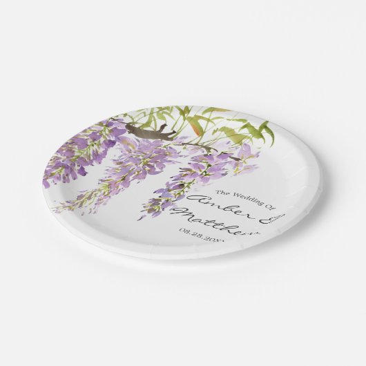Paars Lavender Wisteria Wedding Papieren Bordje (Gekanteld)