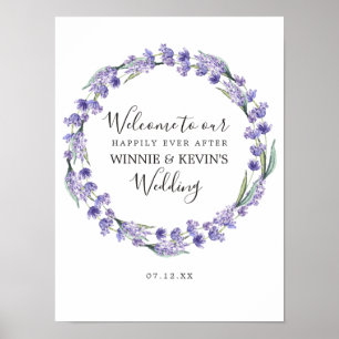 Paars Lavender Wreath Wedding Poster