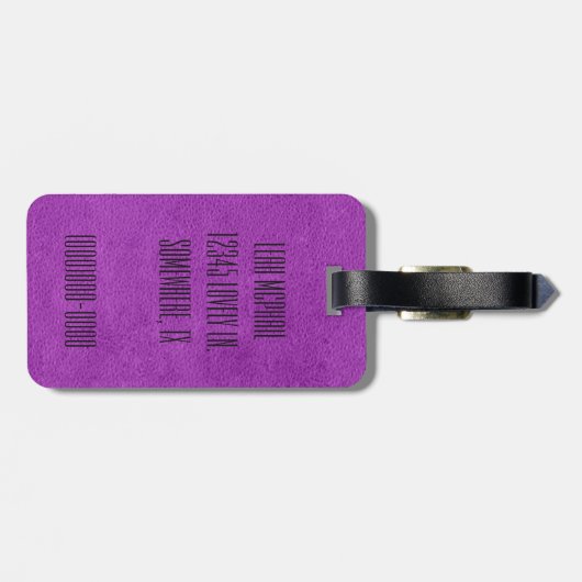 Paars leder bagagelabel (Achterkant horizontaal)