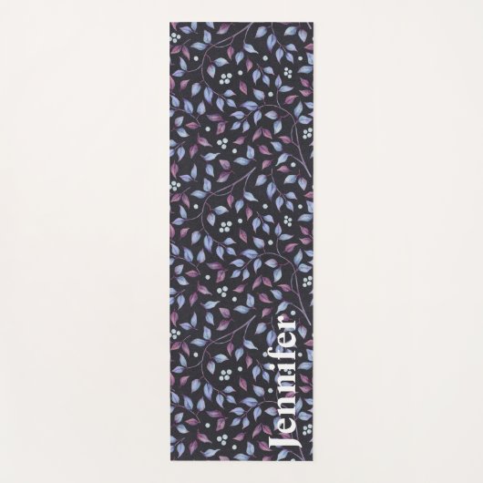 Paars leder & bessen & naam of monogram Yoga Mat (Voorkant)