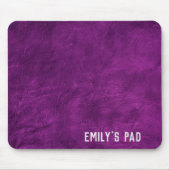 Paars leder met zilvernaam muismat (Voorkant)